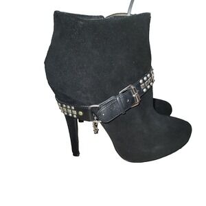 Pazzo Womens High Heel Buckle Chain Ankle Boot Black 6.5 Sexy Edgy Moto Goth Y2K